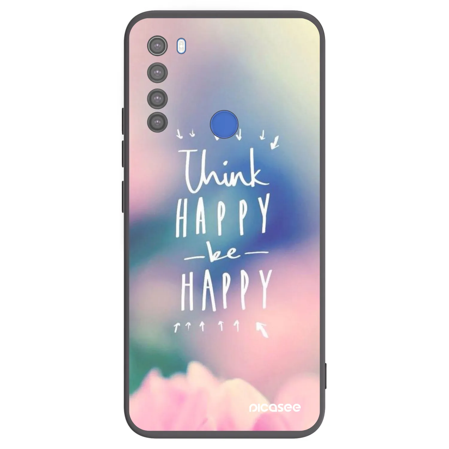 Picasee Μαύρη θήκη σιλικόνης για Xiaomi Redmi Note 8T - Think happy be happy