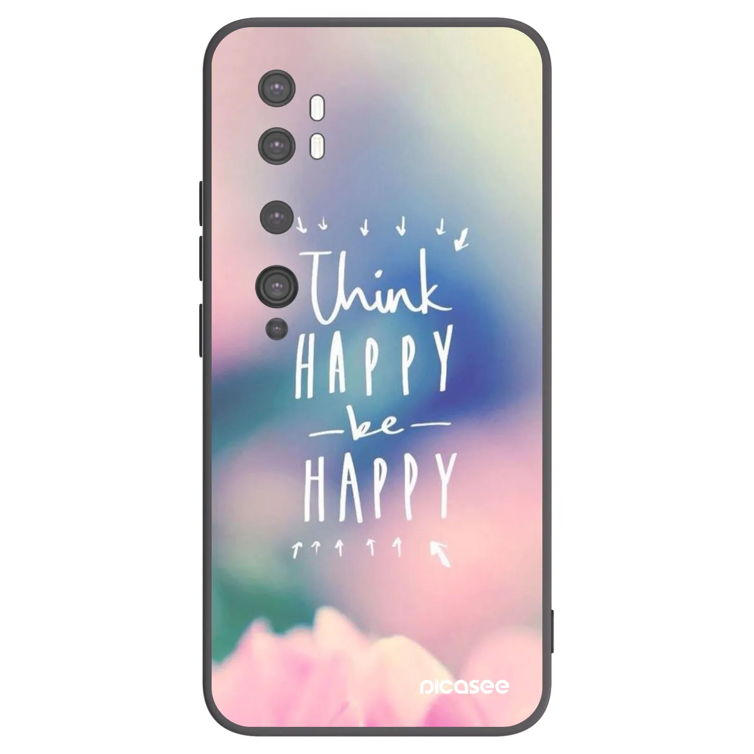 Picasee Μαύρη θήκη σιλικόνης για Xiaomi Mi Note 10 (Pro) - Think happy be happy