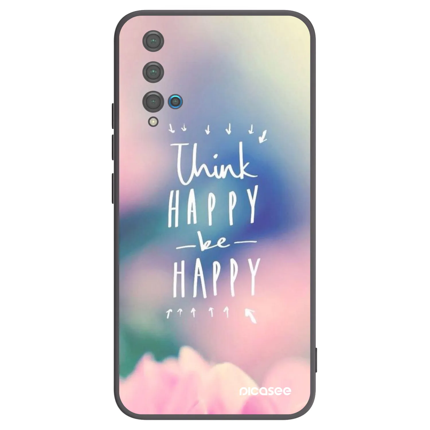 Picasee Μαύρη θήκη σιλικόνης για Huawei Nova 5T - Think happy be happy