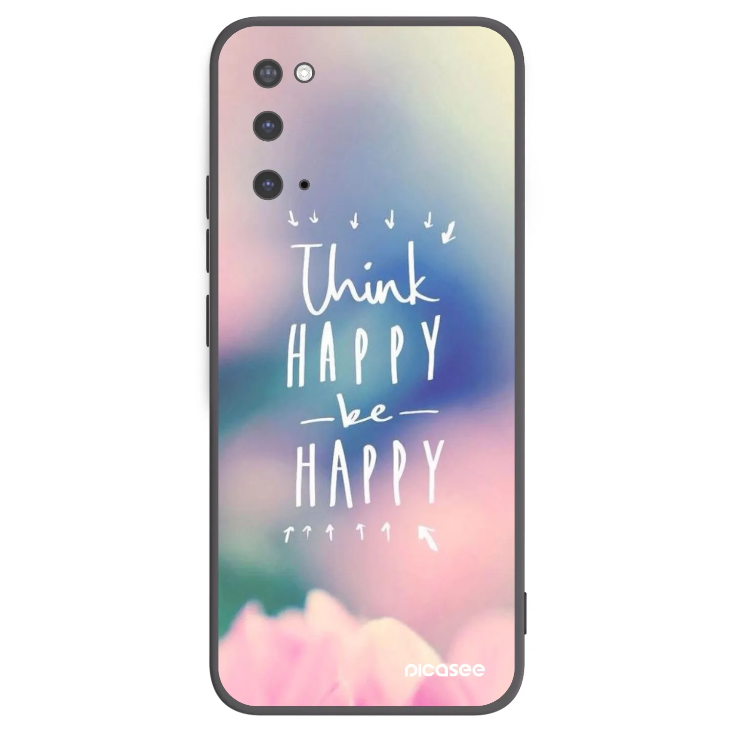 Picasee Μαύρη θήκη σιλικόνης για Samsung Galaxy S20 G980F - Think happy be happy