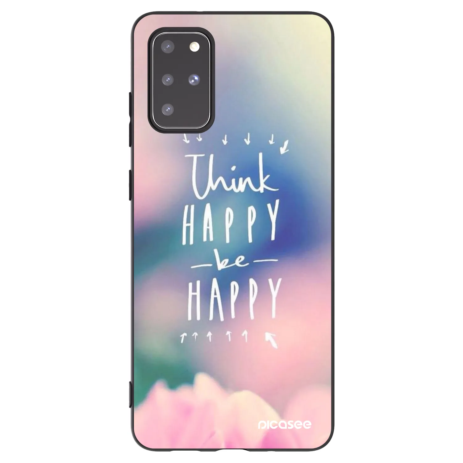 Picasee Μαύρη θήκη σιλικόνης για Samsung Galaxy S20+ G985F - Think happy be happy