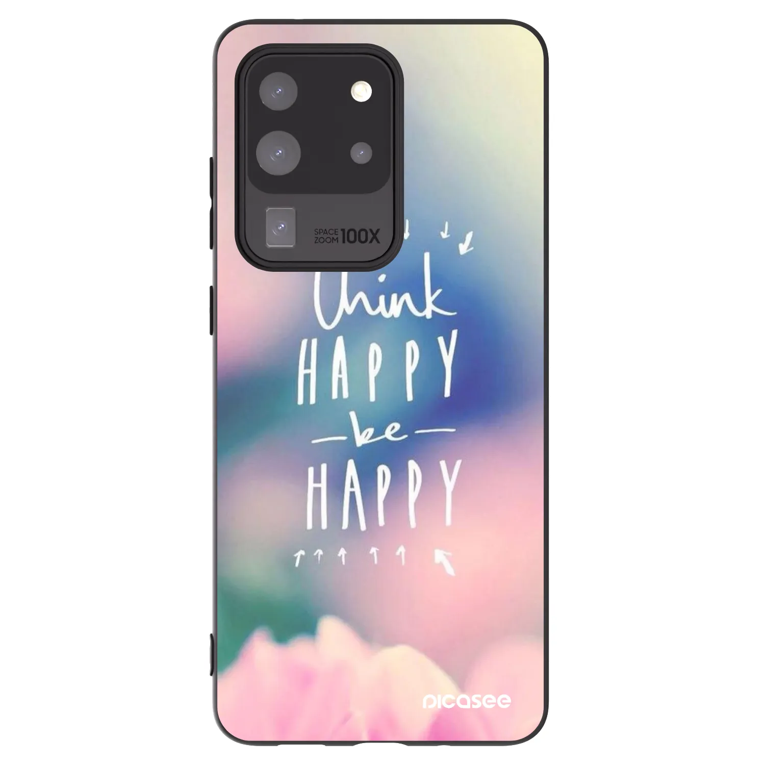Picasee Μαύρη θήκη σιλικόνης για Samsung Galaxy S20 Ultra 5G G988F - Think happy be happy