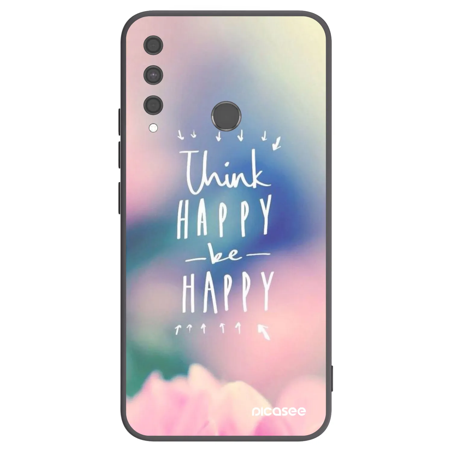 Picasee Μαύρη θήκη σιλικόνης για Huawei P40 Lite E - Think happy be happy