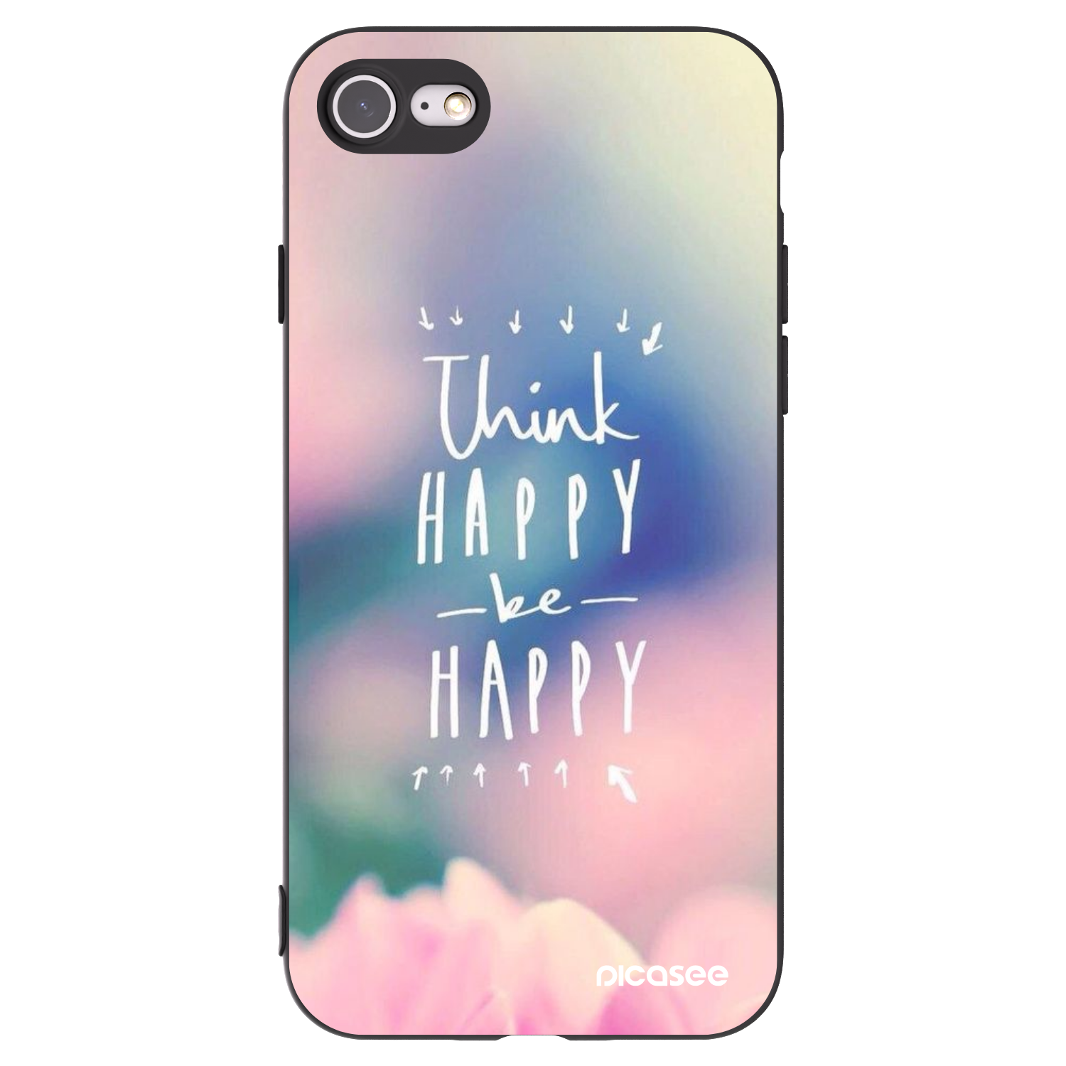 Picasee Μαύρη θήκη σιλικόνης για Apple iPhone SE 2020 - Think happy be happy
