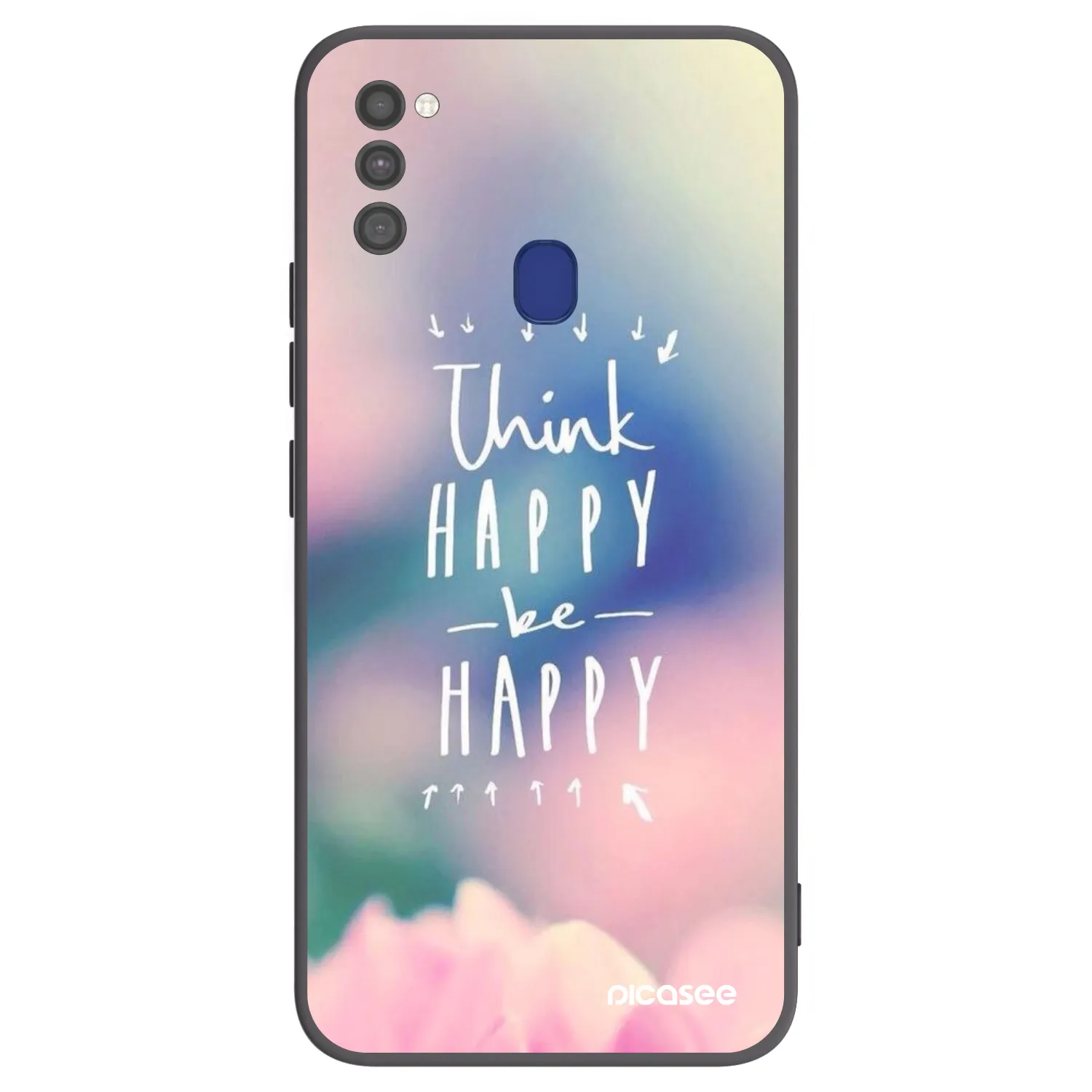 Picasee Μαύρη θήκη σιλικόνης για Samsung Galaxy M21 M215F - Think happy be happy