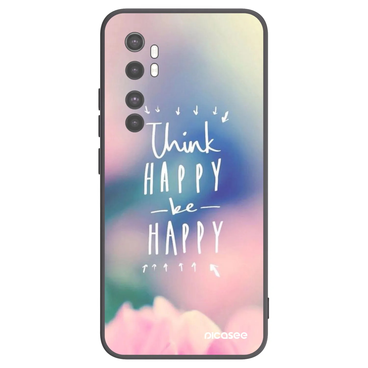 Picasee Μαύρη θήκη σιλικόνης για Xiaomi Mi Note 10 Lite - Think happy be happy