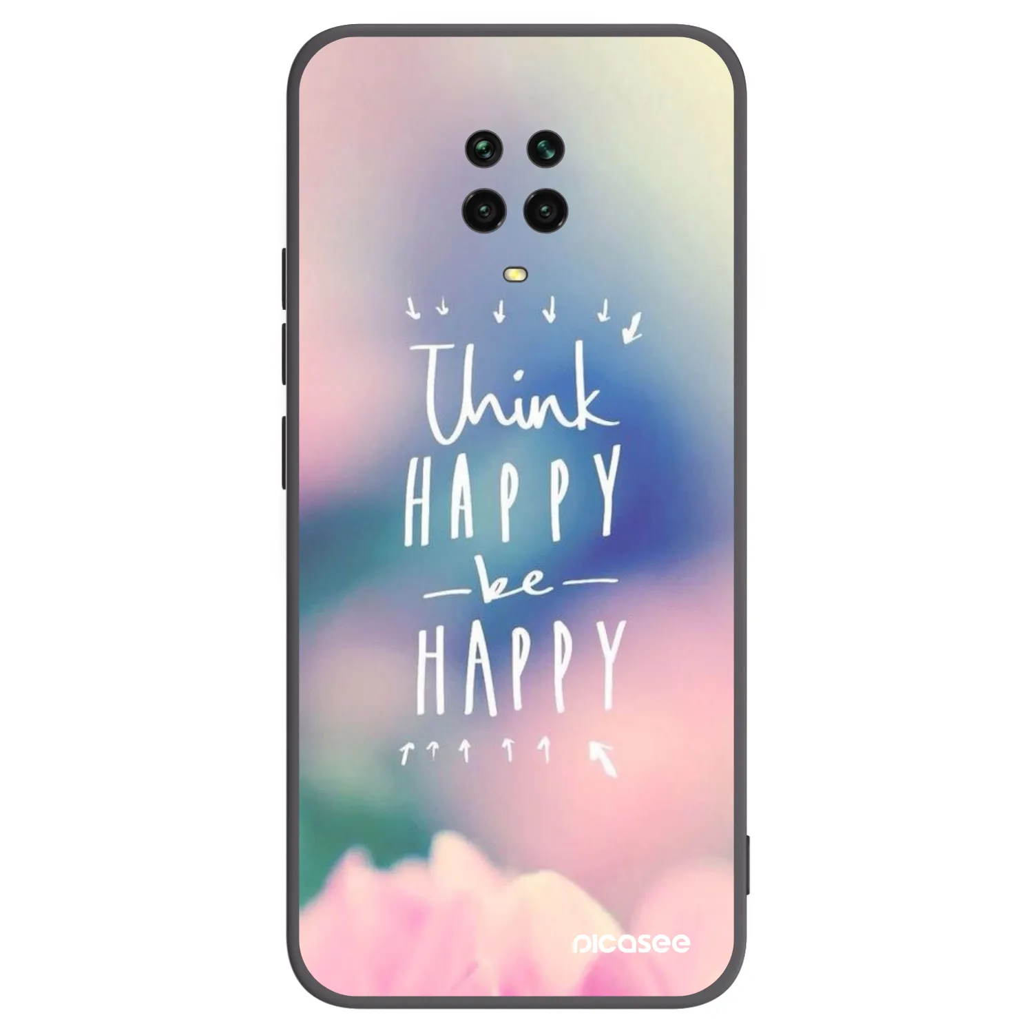 Picasee Μαύρη θήκη σιλικόνης για Xiaomi Redmi Note 9S - Think happy be happy