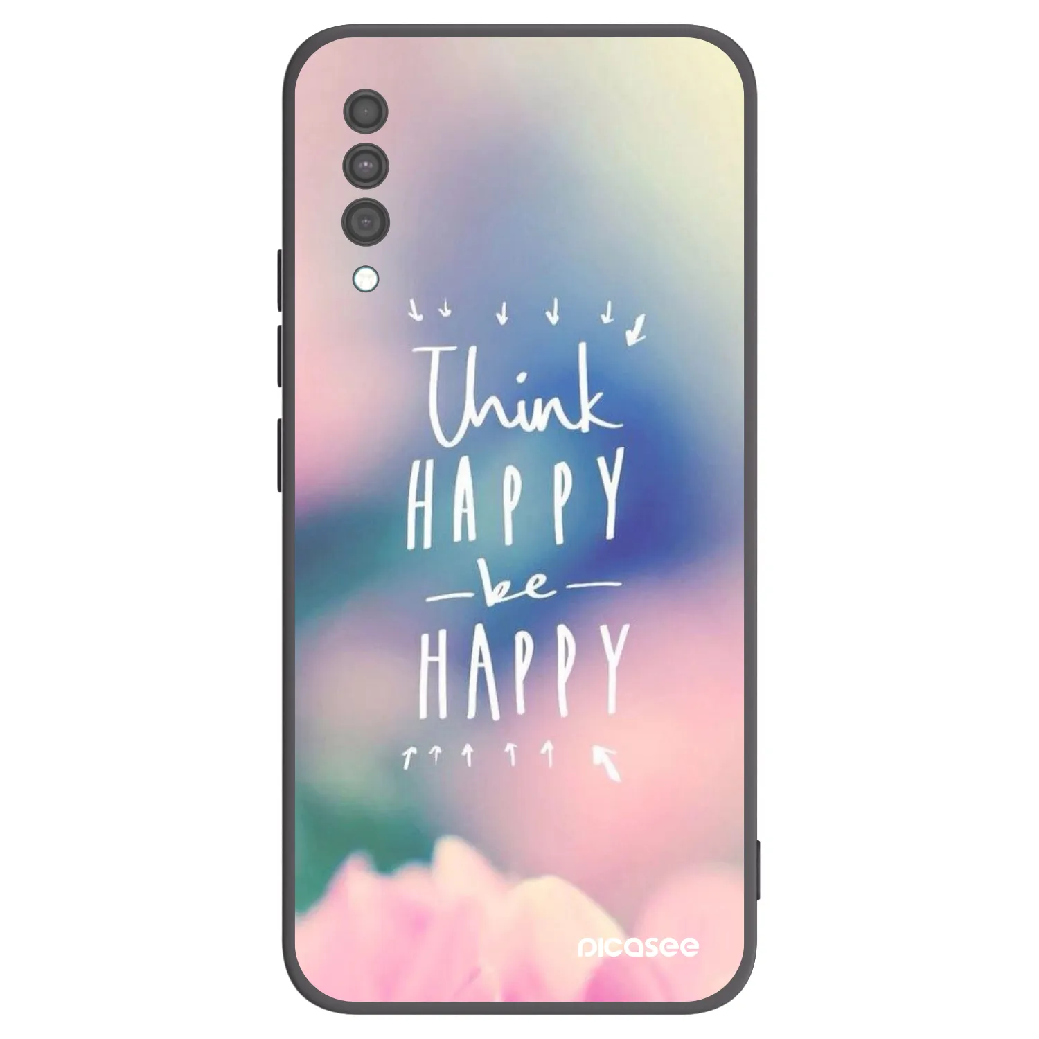 Picasee Μαύρη θήκη σιλικόνης για Samsung Galaxy A30s A307F - Think happy be happy