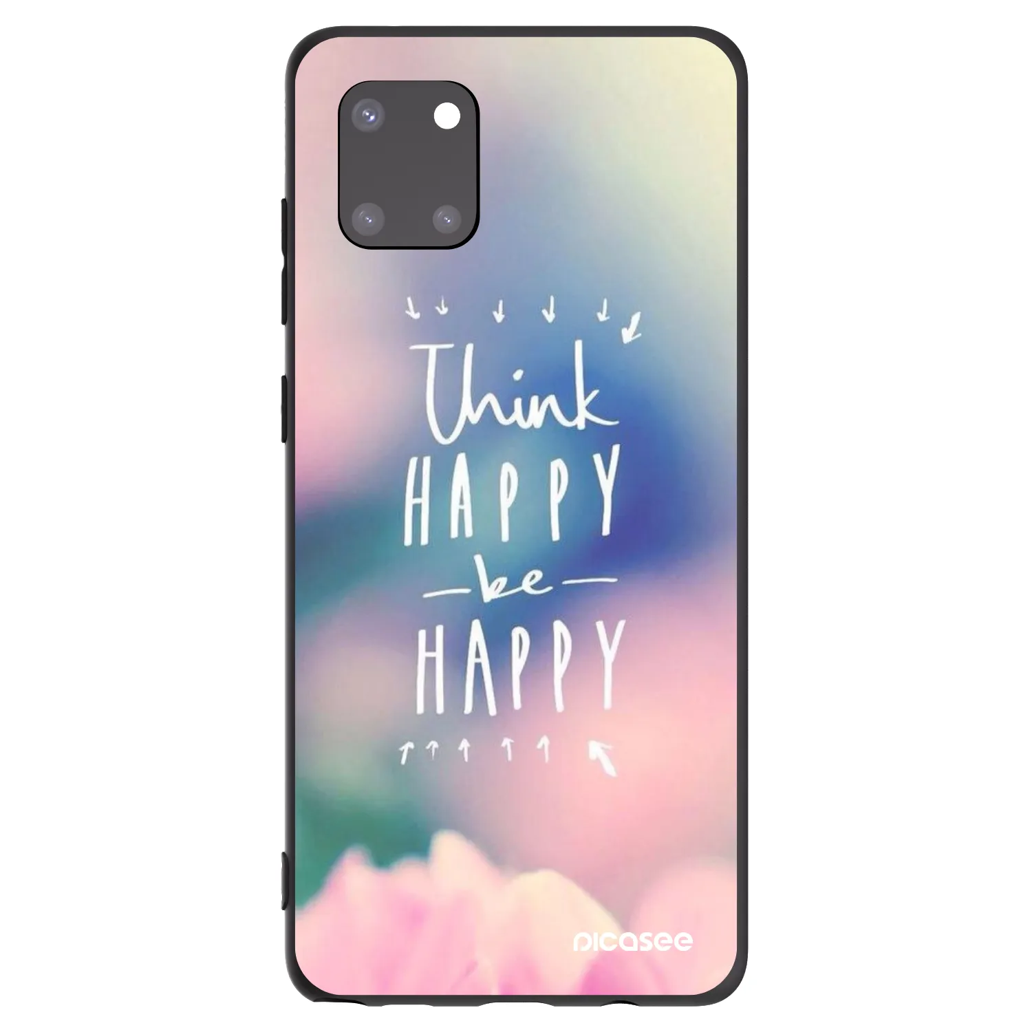 Picasee Μαύρη θήκη σιλικόνης για Samsung Galaxy Note 10 Lite N770F - Think happy be happy