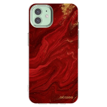 Picasee διαφανής θήκη σιλικόνης Apple iPhone 12 - Red