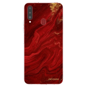 Picasee διαφανής θήκη σιλικόνης Samsung Galaxy A20s - Red