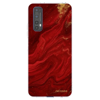 Picasee διαφανής θήκη σιλικόνης Realme 7 - Red
