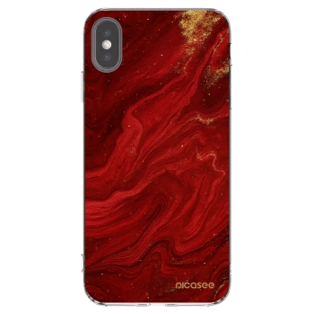Picasee διαφανής θήκη σιλικόνης Apple iPhone XS Max - Red