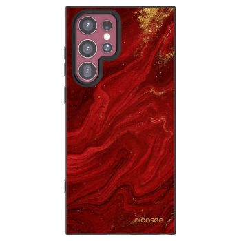 Picasee Μαύρη θήκη σιλικόνης για Samsung Galaxy S22 Ultra 5G - Red