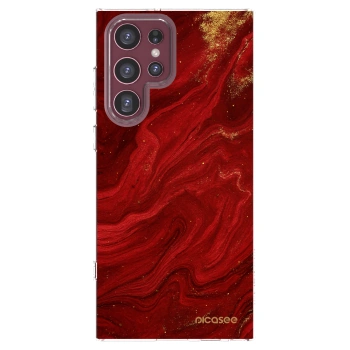 Picasee διαφανής θήκη σιλικόνης Samsung Galaxy S22 Ultra 5G - Red