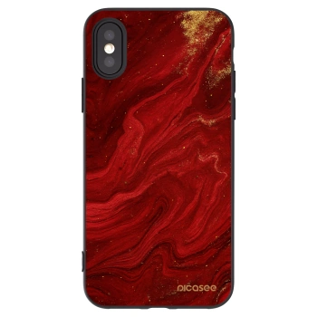Picasee Μαύρη θήκη σιλικόνης για Apple iPhone X/XS - Red