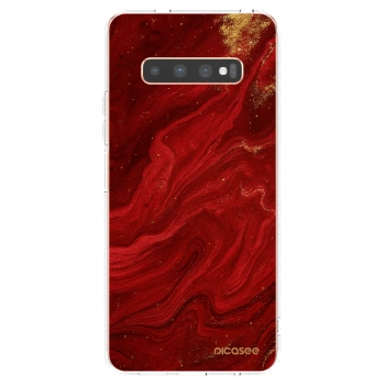 Picasee διαφανής θήκη σιλικόνης Samsung Galaxy S10 Plus G975 - Red
