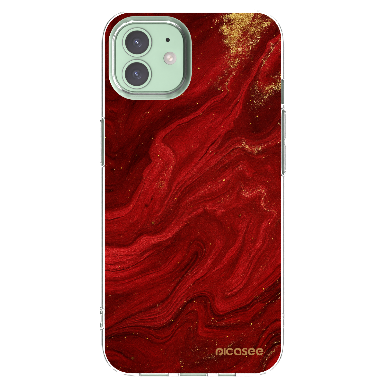 Picasee διαφανής θήκη σιλικόνης Apple iPhone 12 - Red