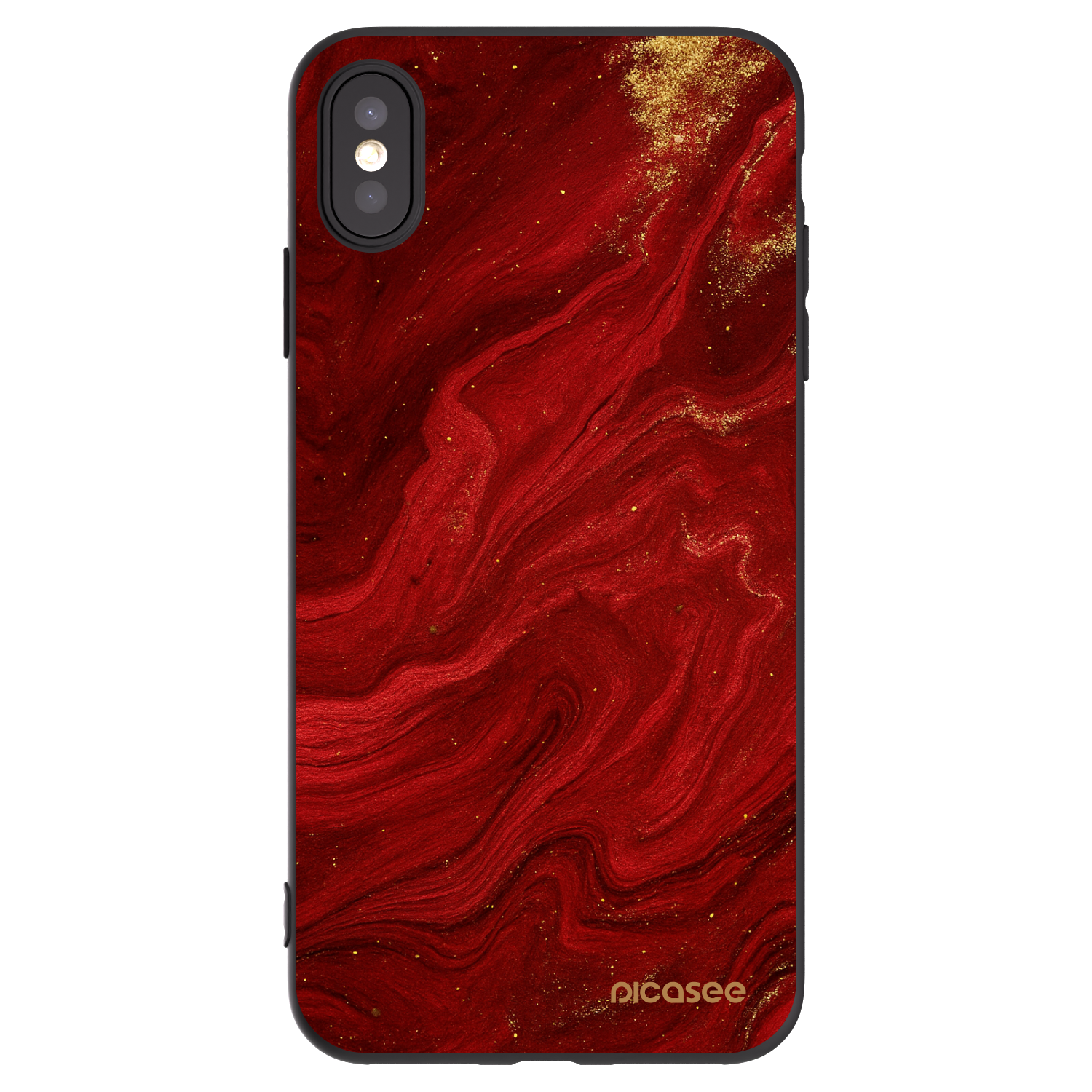 Picasee Μαύρη θήκη σιλικόνης για Apple iPhone XS Max - Red