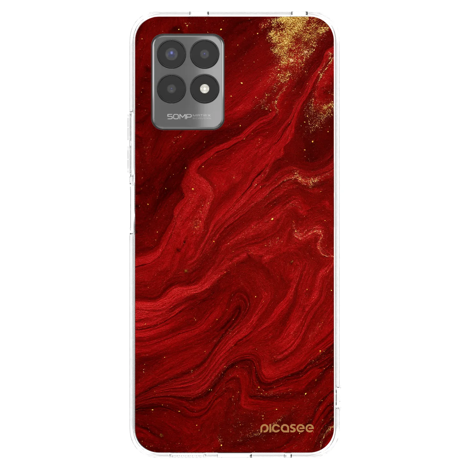Picasee διαφανής θήκη σιλικόνης Realme 8i - Red