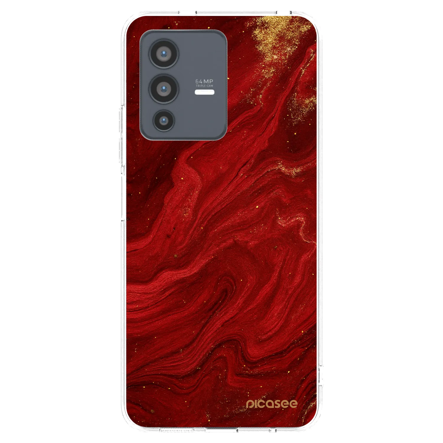 Picasee διαφανής θήκη σιλικόνης Vivo V23 5G - Red