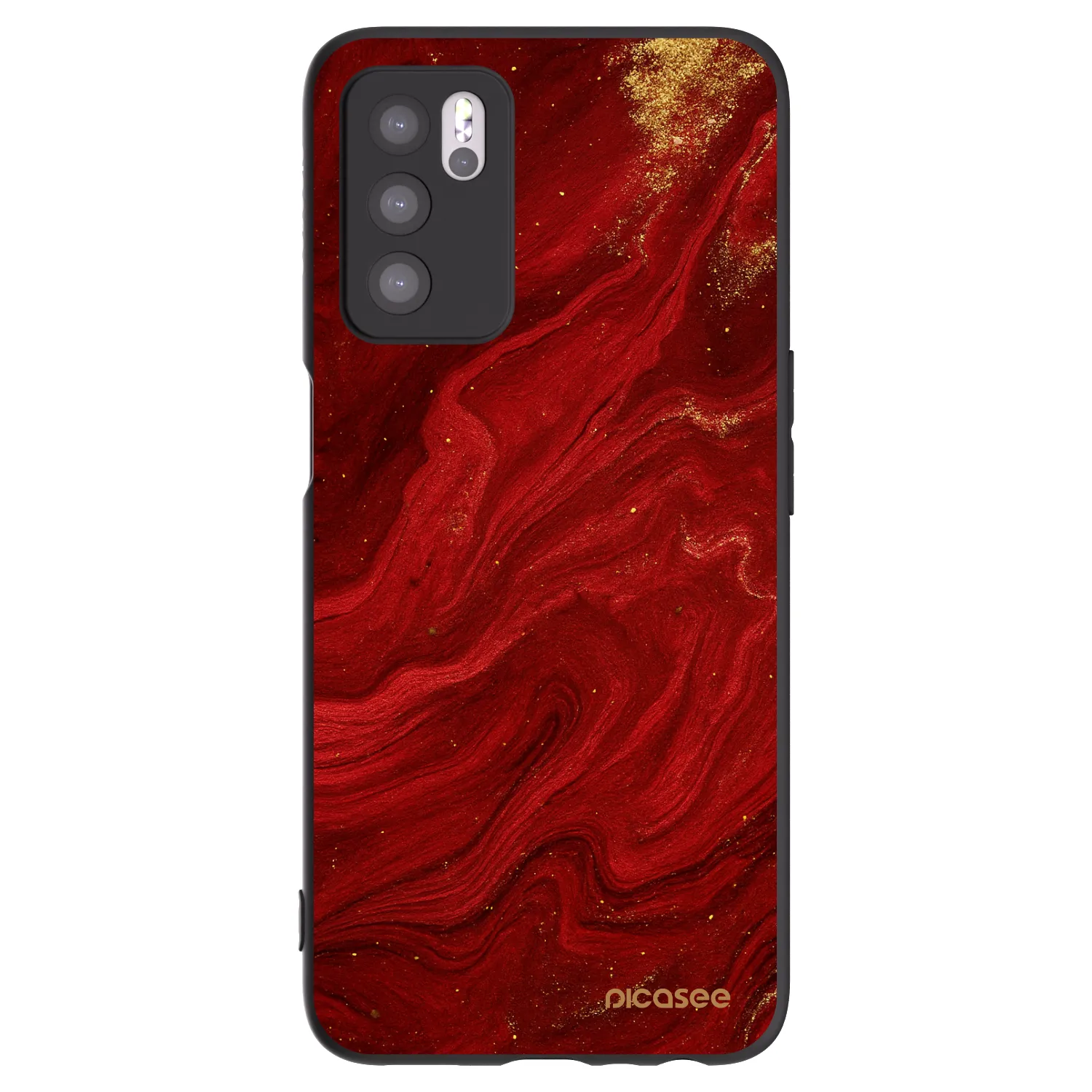 Picasee Μαύρη θήκη σιλικόνης για OPPO A16s - Red