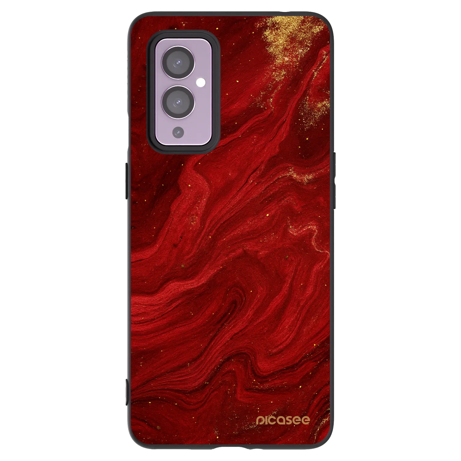 Picasee Μαύρη θήκη σιλικόνης για OnePlus 9 - Red