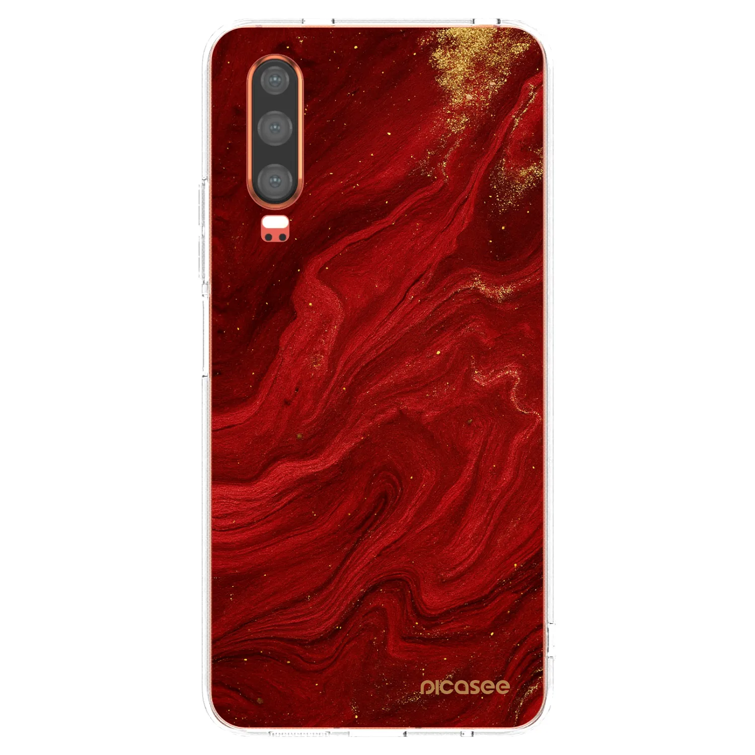 Picasee διαφανής θήκη σιλικόνης Huawei P30 - Red