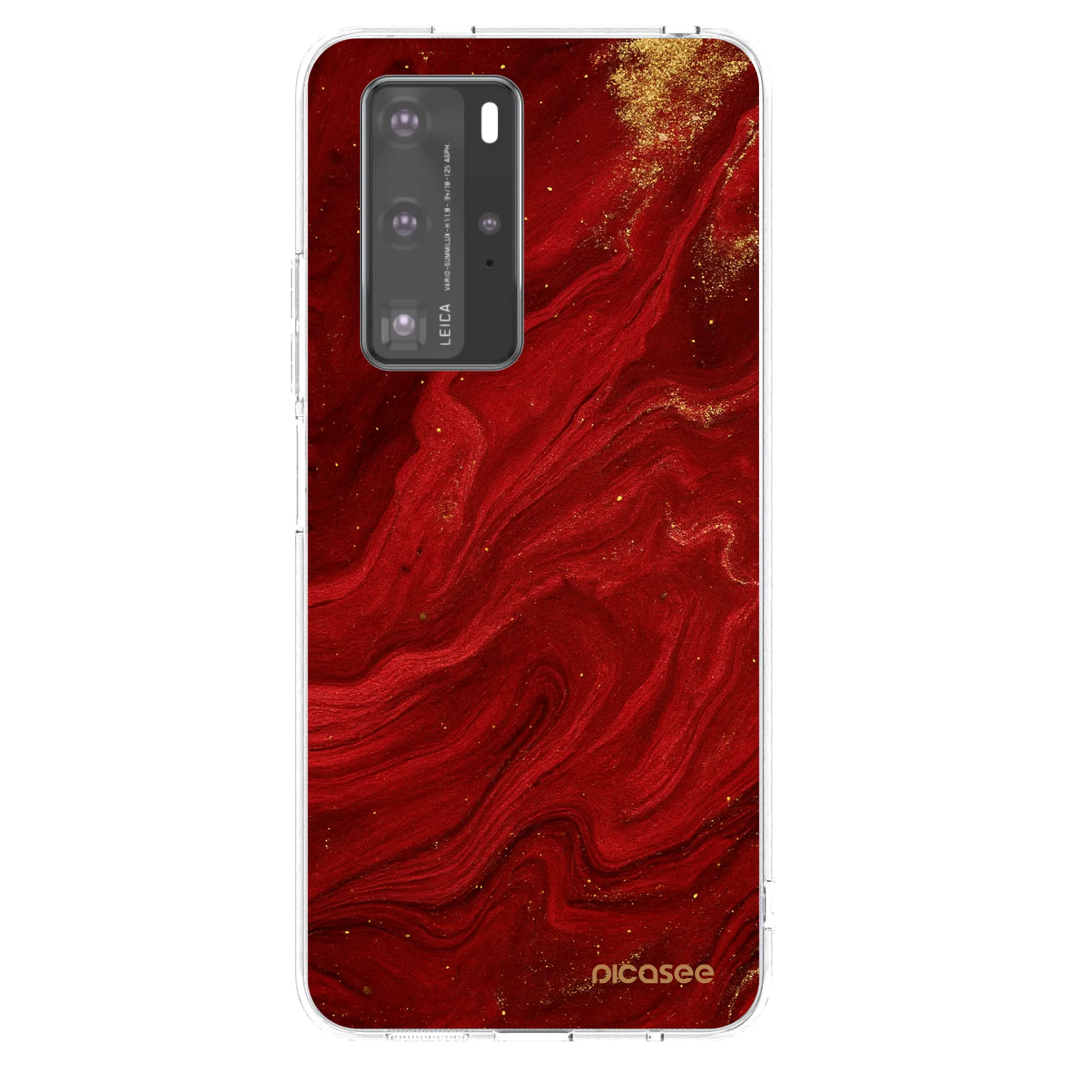 Picasee διαφανής θήκη σιλικόνης Huawei P40 Pro - Red