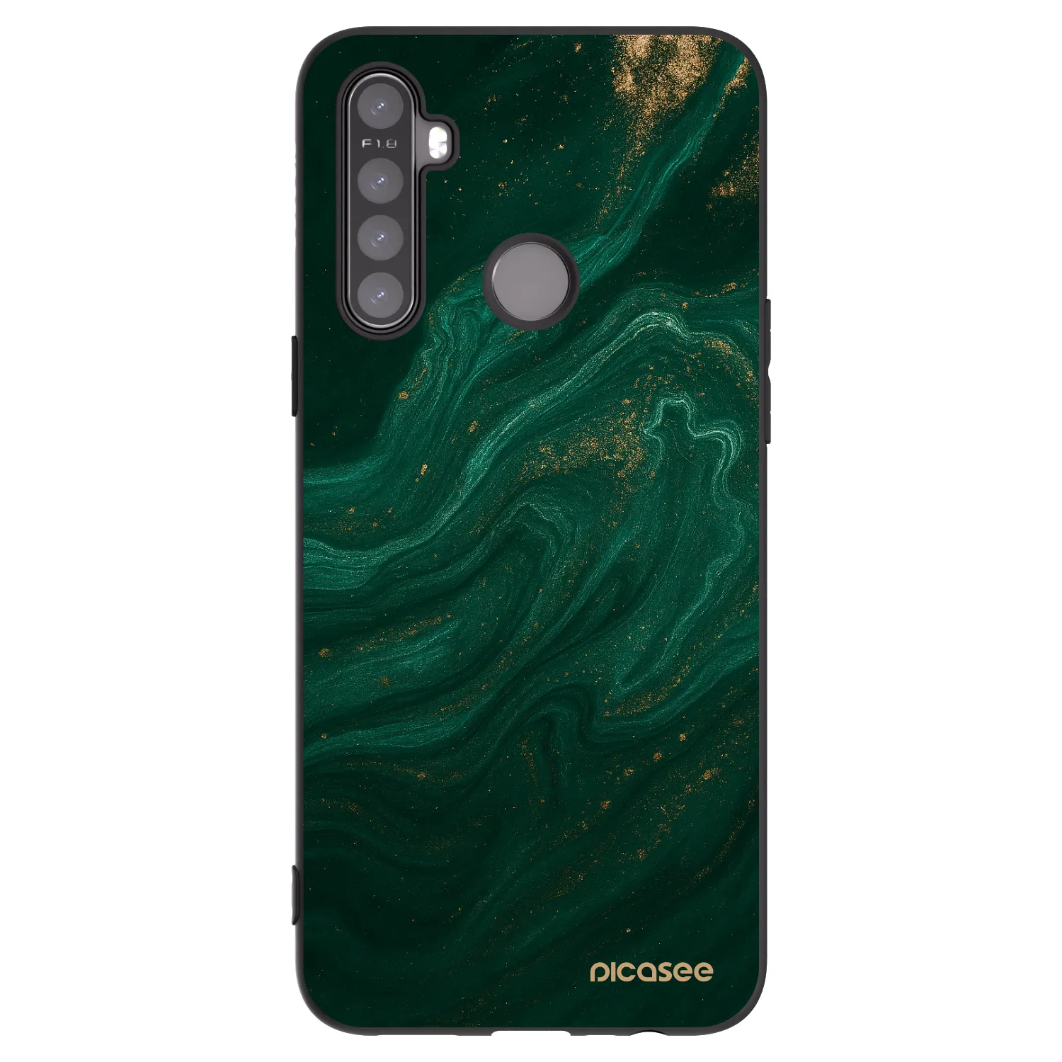 Picasee Μαύρη θήκη σιλικόνης για Realme 5 - Green