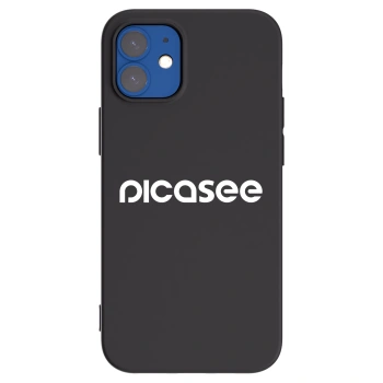 Picasee Μαύρη θήκη σιλικόνης για Apple iPhone 12 mini - Picasee - new logo - white