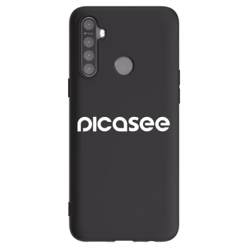 Picasee Μαύρη θήκη σιλικόνης για Realme 5 - Picasee - new logo - white