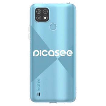 Picasee διαφανής θήκη σιλικόνης Realme C21 - Picasee - new logo - white