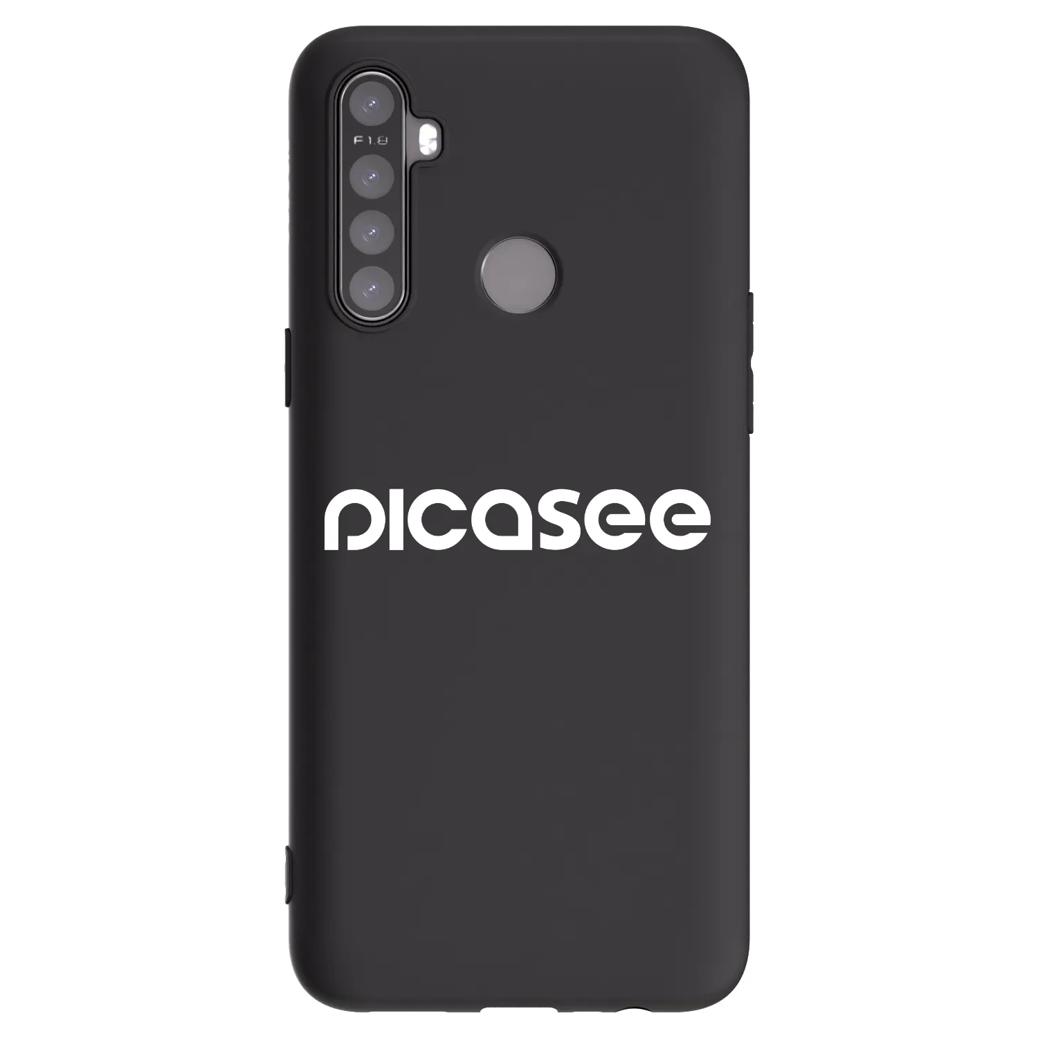Picasee Μαύρη θήκη σιλικόνης για Realme 5 - Picasee - new logo - white