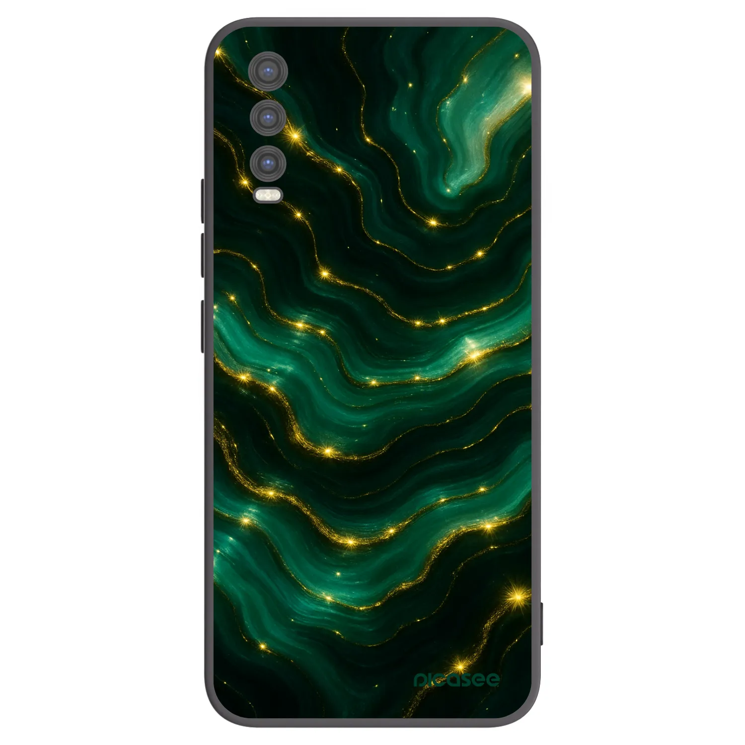 Picasee Μαύρη θήκη σιλικόνης για Vivo Y20s - Emerald