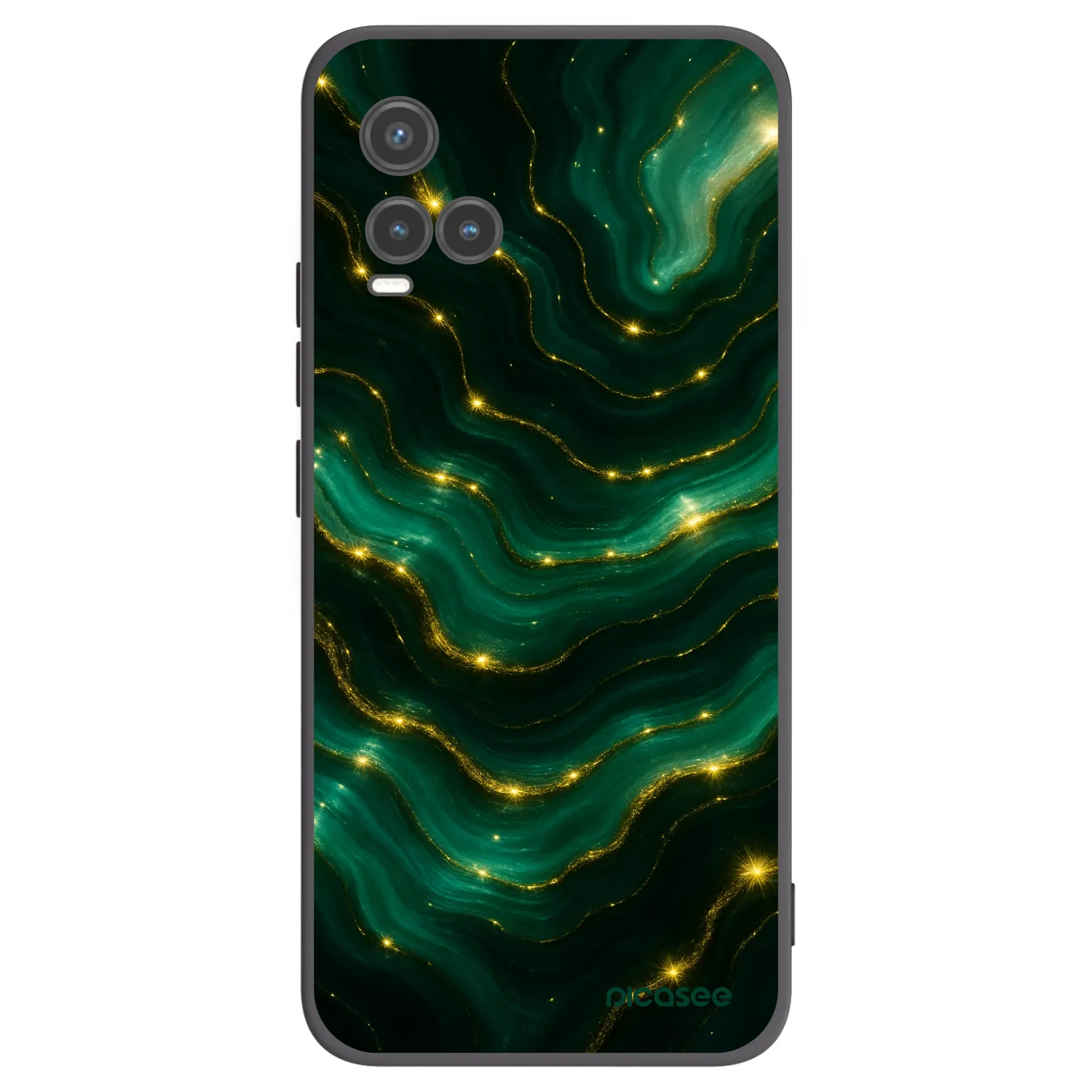 Picasee Μαύρη θήκη σιλικόνης για Vivo Y33s - Emerald