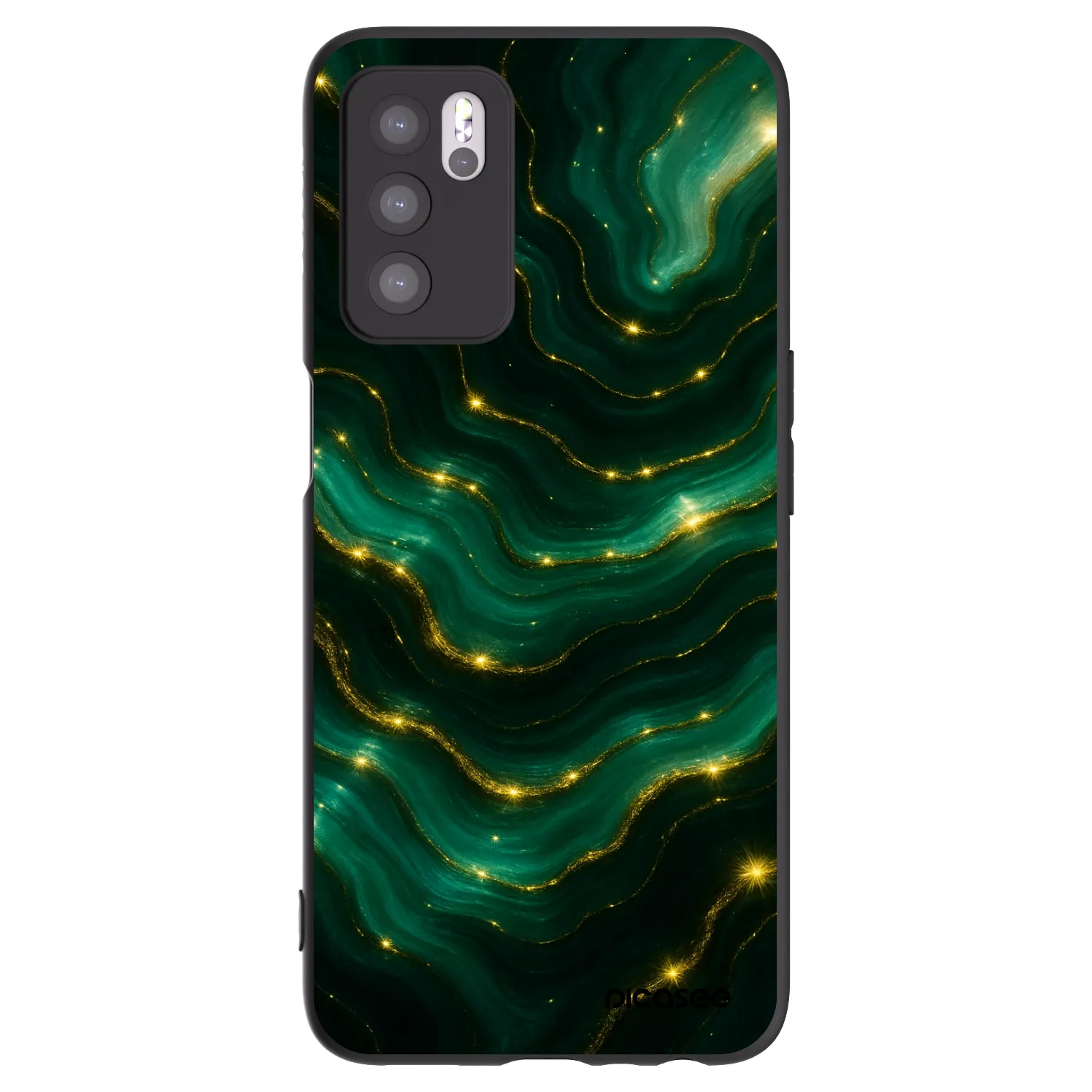 Picasee Μαύρη θήκη σιλικόνης για OPPO A16s - Emerald