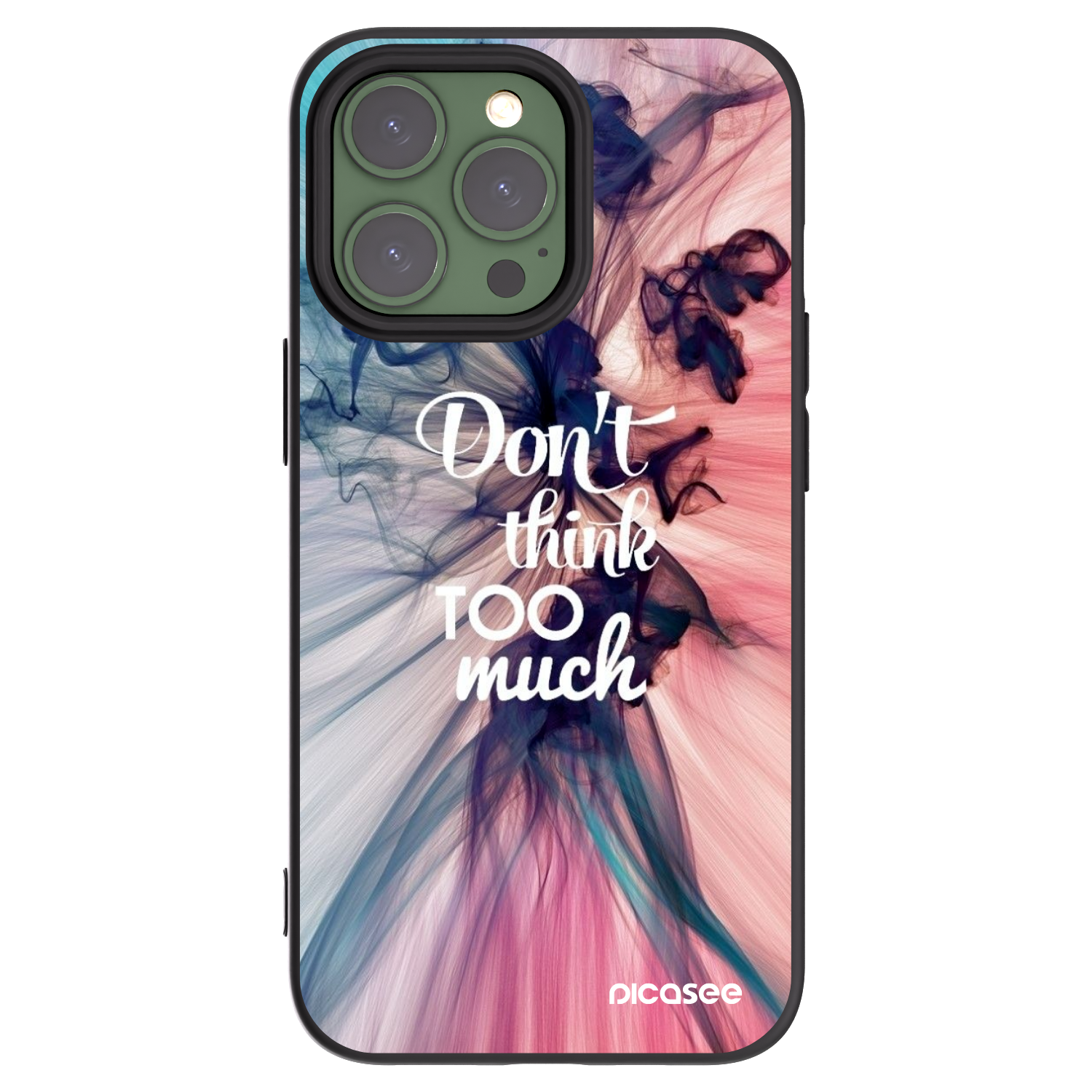 Picasee Μαύρη θήκη σιλικόνης για Apple iPhone 13 Pro - Don't think TOO much