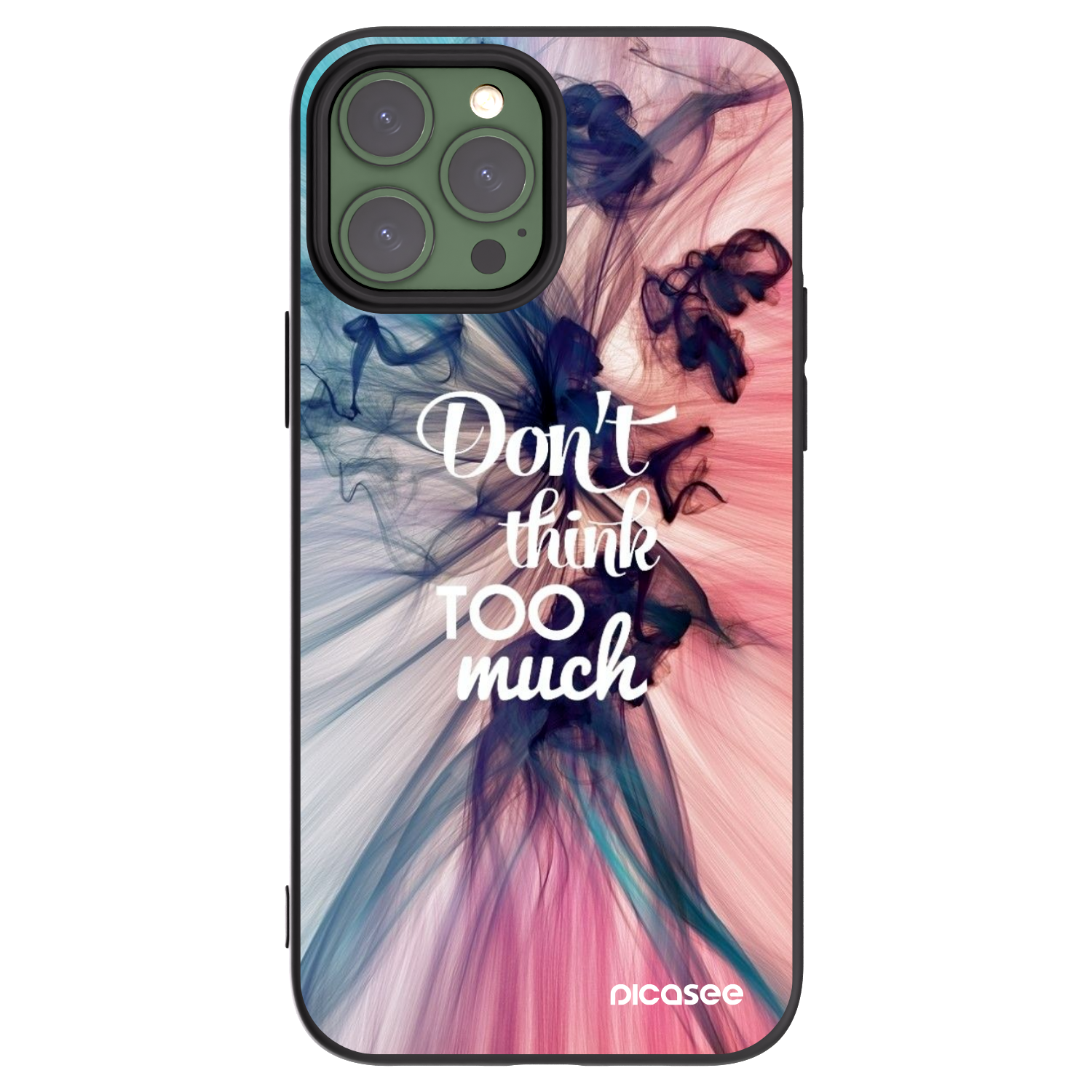 Picasee Μαύρη θήκη σιλικόνης για Apple iPhone 13 Pro Max - Don't think TOO much
