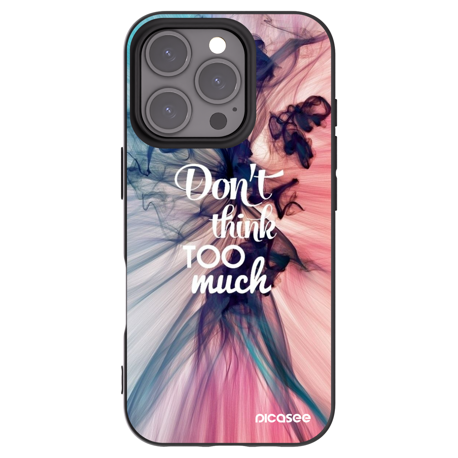 Picasee Μαύρη θήκη σιλικόνης για Apple iPhone 16 Pro - Don't think TOO much