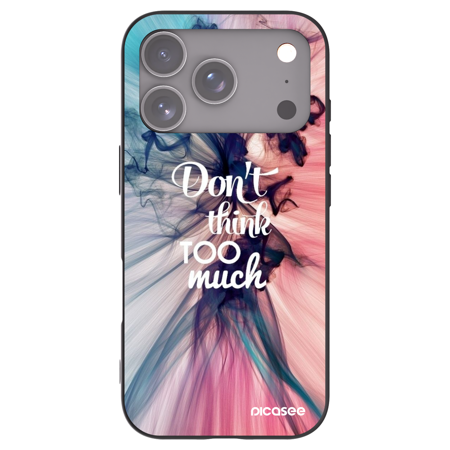 Picasee Μαύρη θήκη σιλικόνης για Apple iPhone 17 Pro - Don't think TOO much