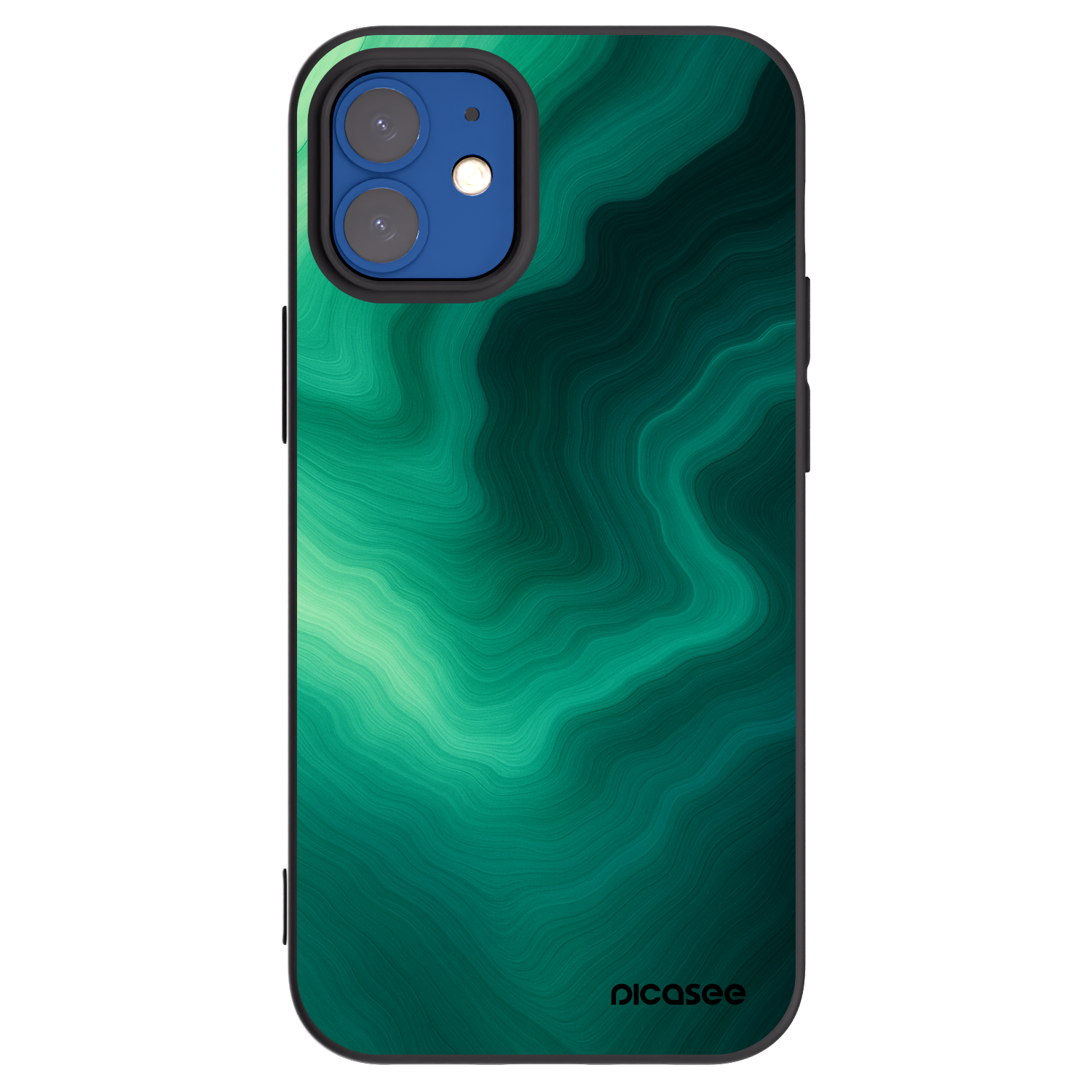 Picasee Μαύρη θήκη σιλικόνης για Apple iPhone 12 mini - Malachite