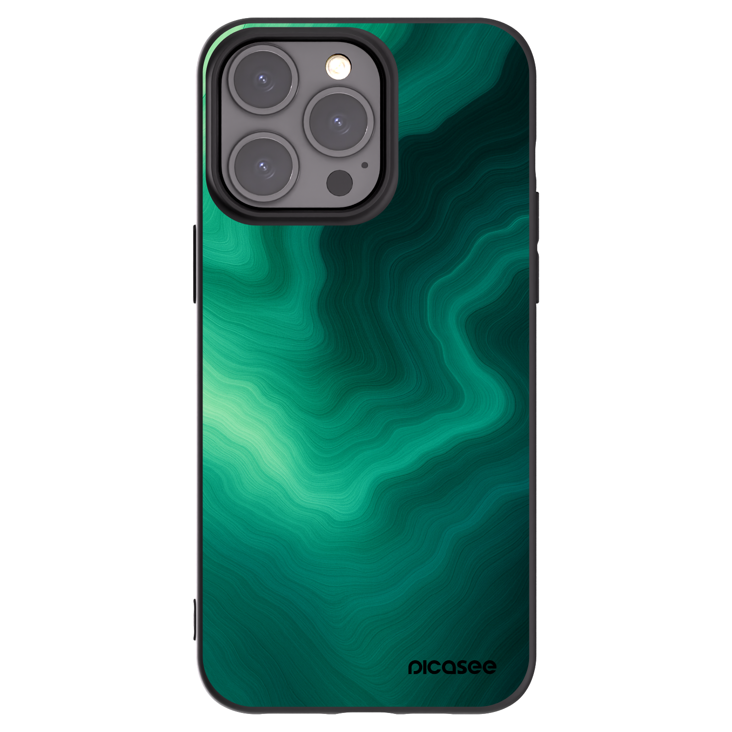 Picasee Μαύρη θήκη σιλικόνης για Apple iPhone 15 Pro Max - Malachite