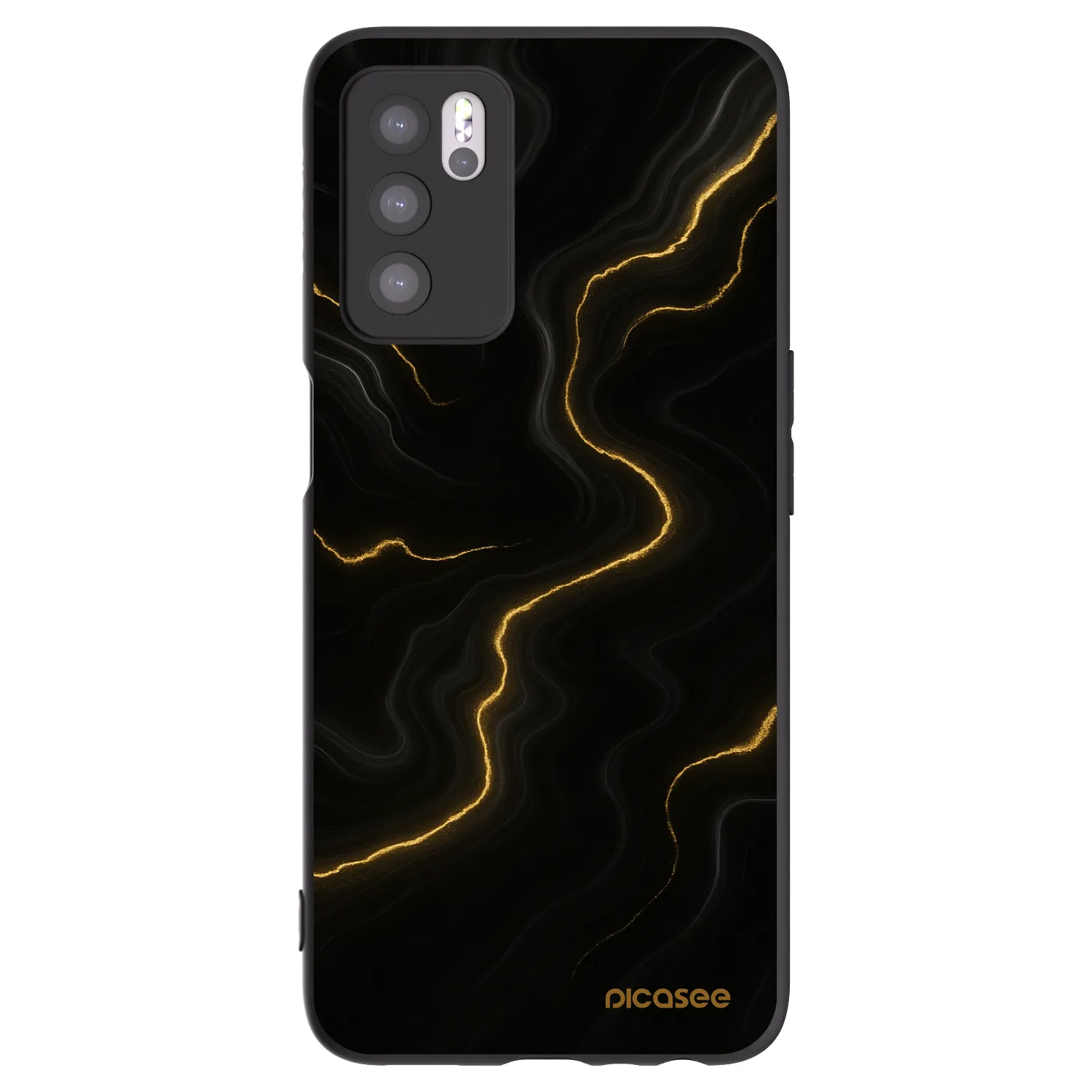 Picasee Μαύρη θήκη σιλικόνης για OPPO A16s - Thunder