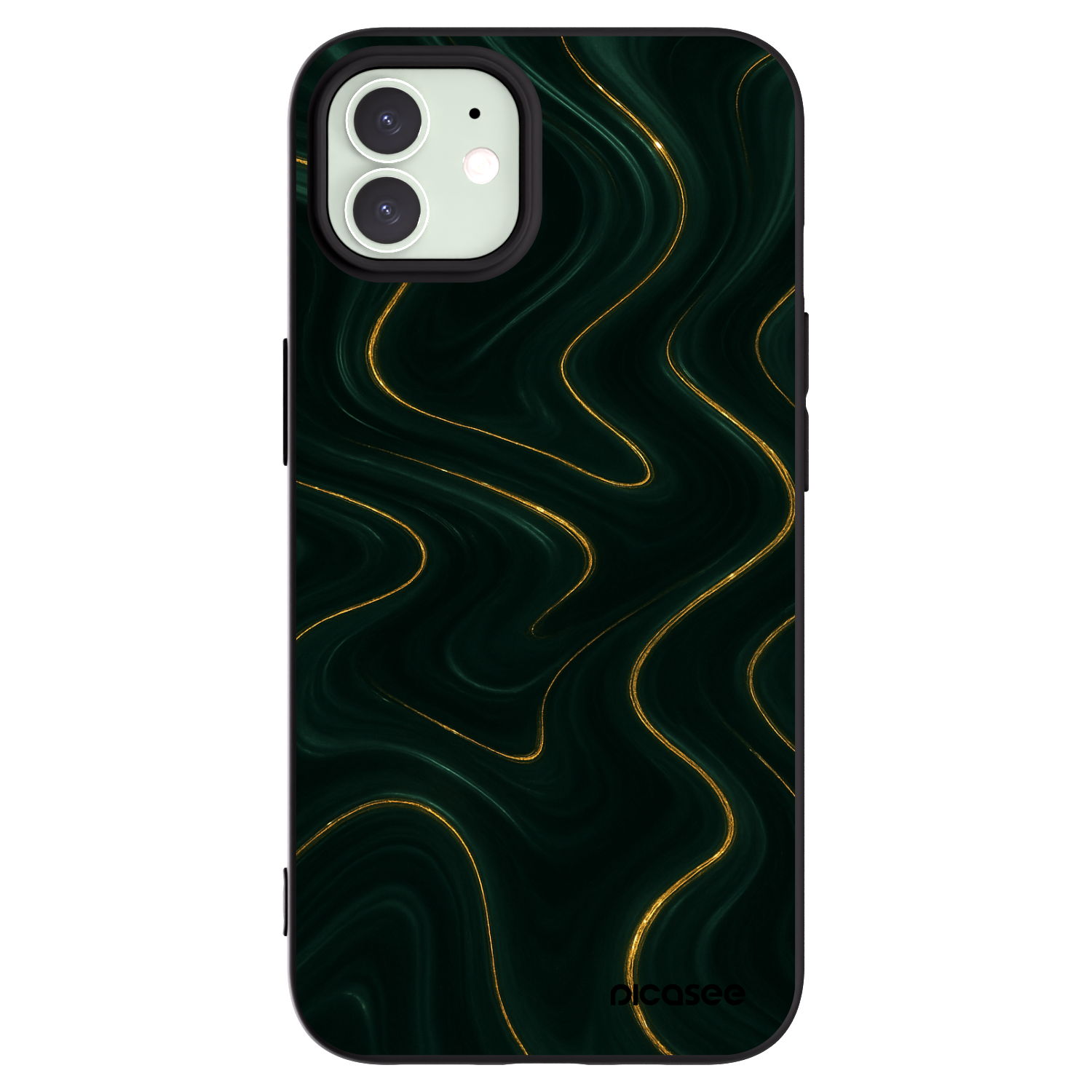 Picasee Μαύρη θήκη σιλικόνης για Apple iPhone 12 - Vawes