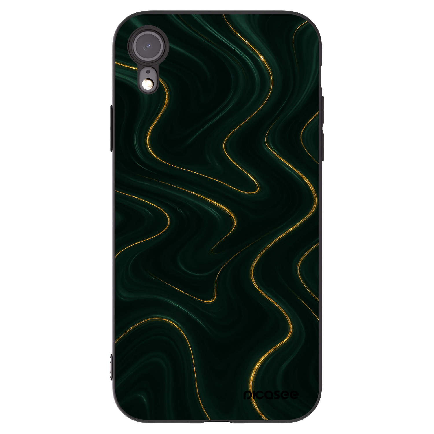 Picasee Μαύρη θήκη σιλικόνης για Apple iPhone XR - Vawes