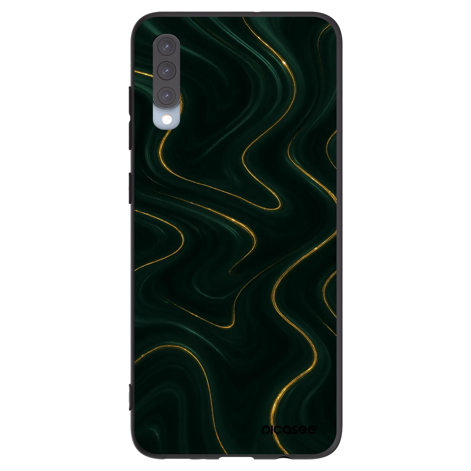 Picasee Μαύρη θήκη σιλικόνης για Samsung Galaxy A70 A705F - Vawes