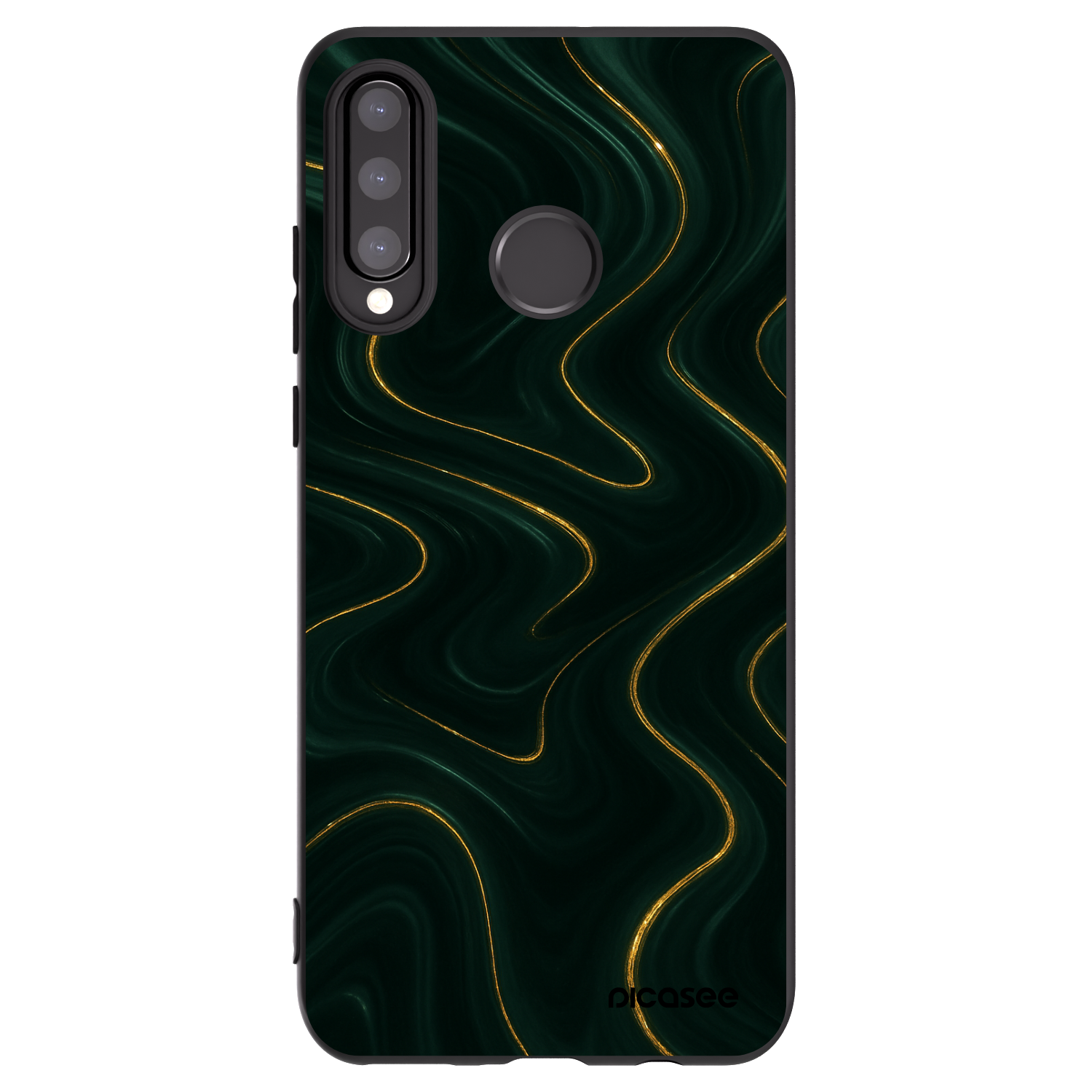 Picasee Μαύρη θήκη σιλικόνης για Huawei P30 Lite - Vawes