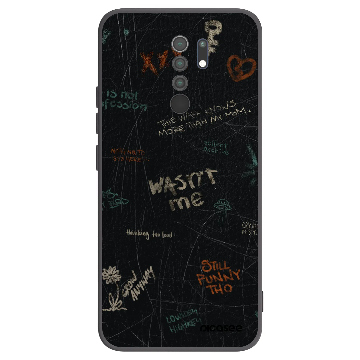 Picasee Μαύρη θήκη σιλικόνης για Xiaomi Redmi 9 - CONFESSION