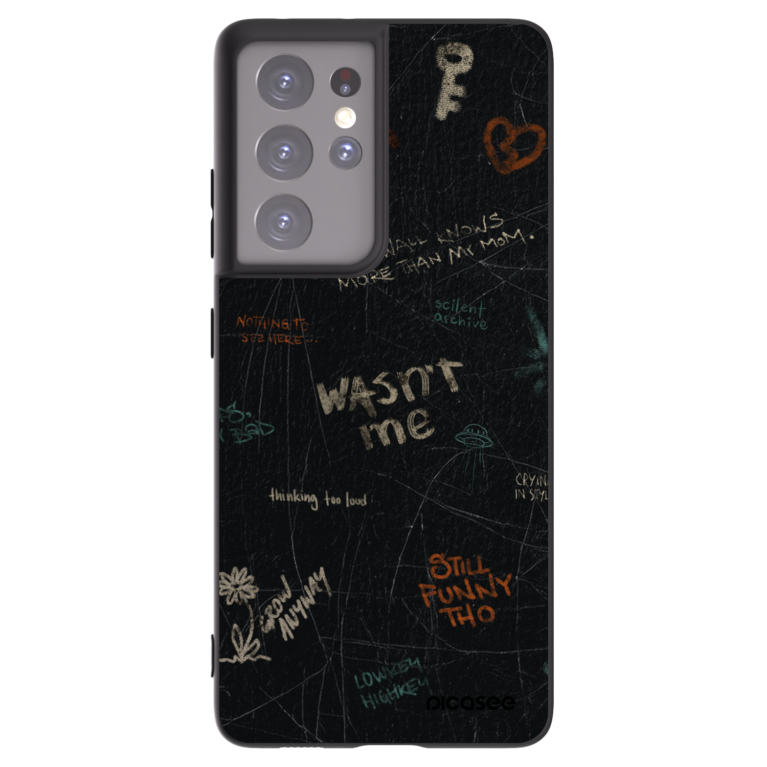 Picasee Μαύρη θήκη σιλικόνης για Samsung Galaxy S21 Ultra 5G G998B - CONFESSION